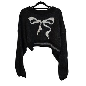 Urban Outfitters Black Sweater with White Bow With Shorts Top Small Bottom XL